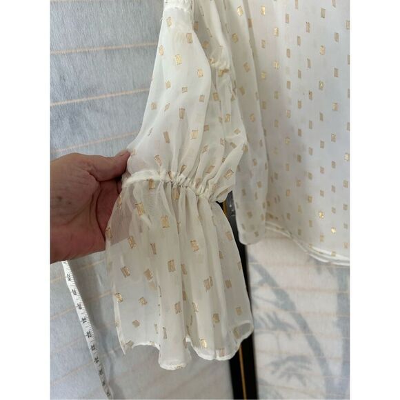Keepsake the Label White Sheer Blouse with Gold Metallic Accents – Size M - Picture 10 of 10